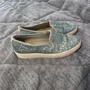 Glittering Silver Slip-On Sneakers
